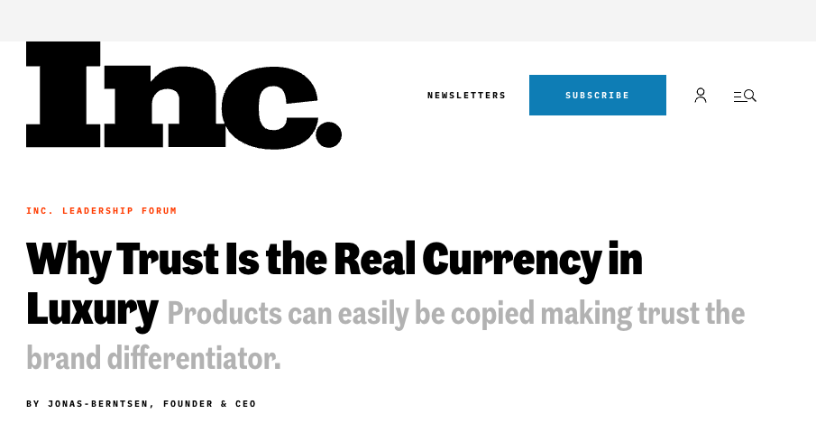 Investment Watches Featured in Inc. Magazine: Why Trust Is the Real Currency in Luxury