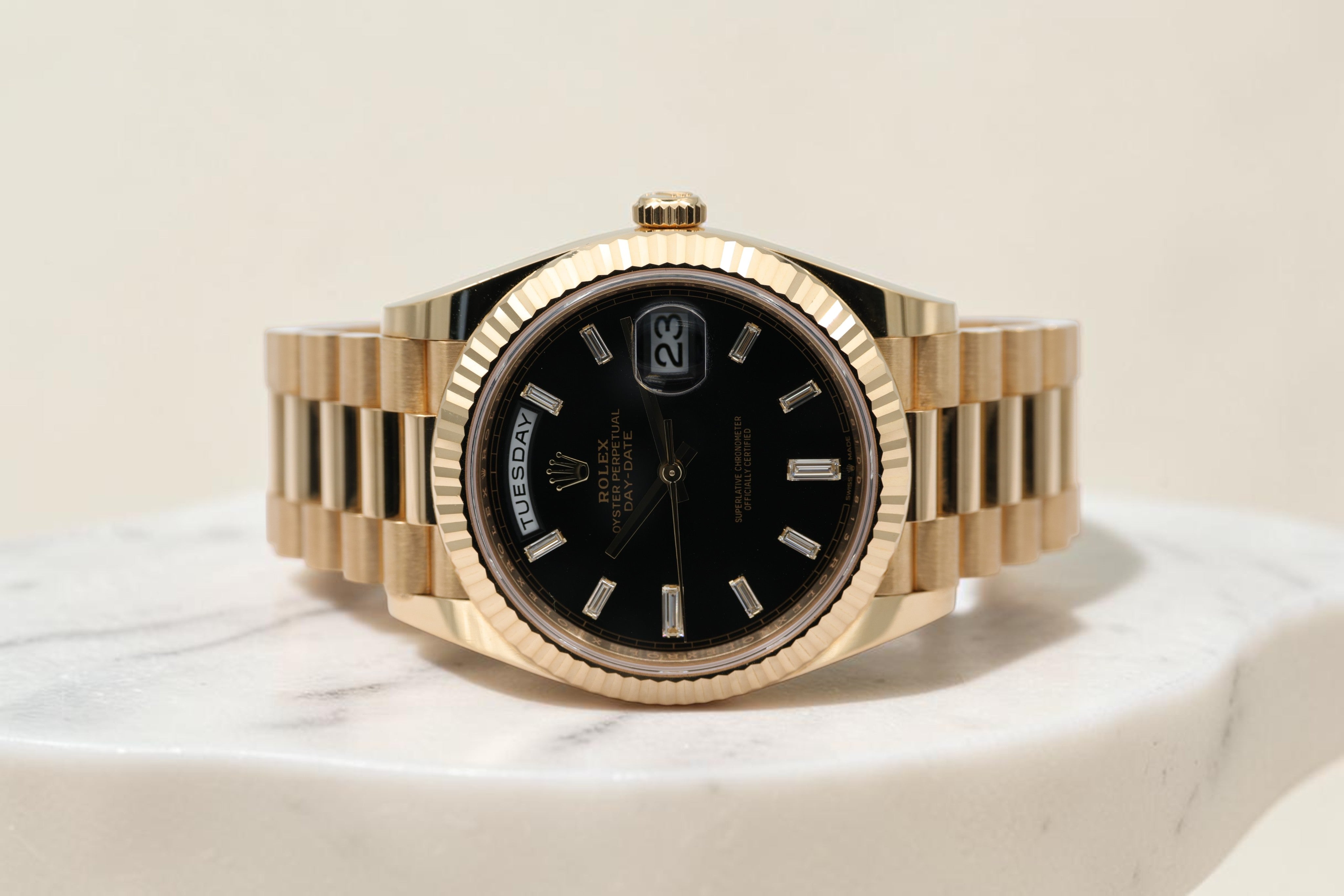 Rolex - Day-Date –  Black Baguette Diamond Dial – 228238 – 2026