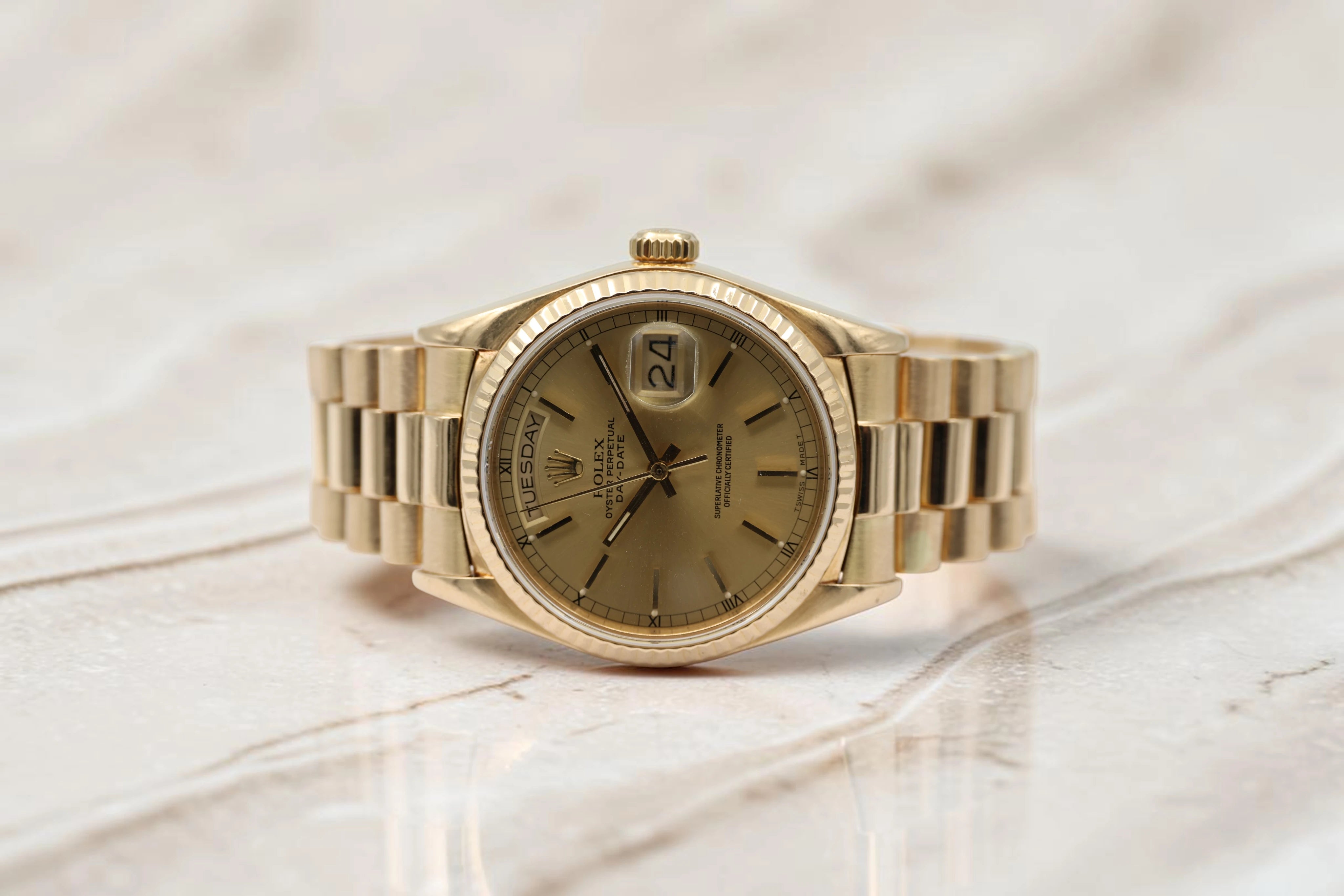 Rolex - Day-Date - Champagne Stick Dial - 18038 - Circa 1985