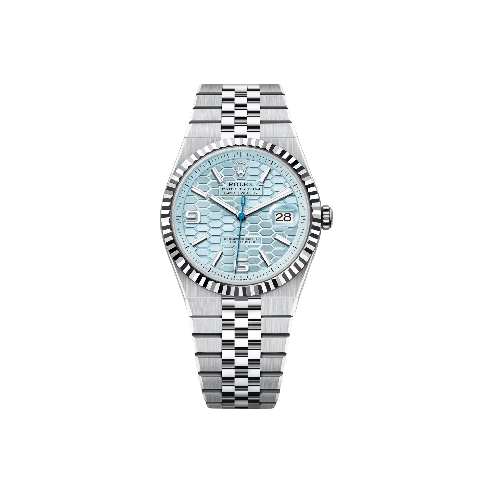 Rolex - Land-Dweller 40 - Platinum - Ice-Blue Honeycomb Motif - 127335