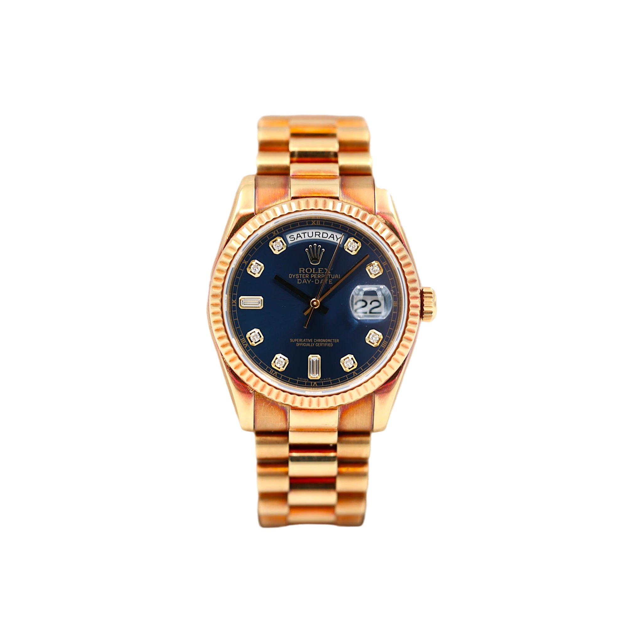 Rolex - Day-Date - Blue Sunburst Diamond Dial - 118238