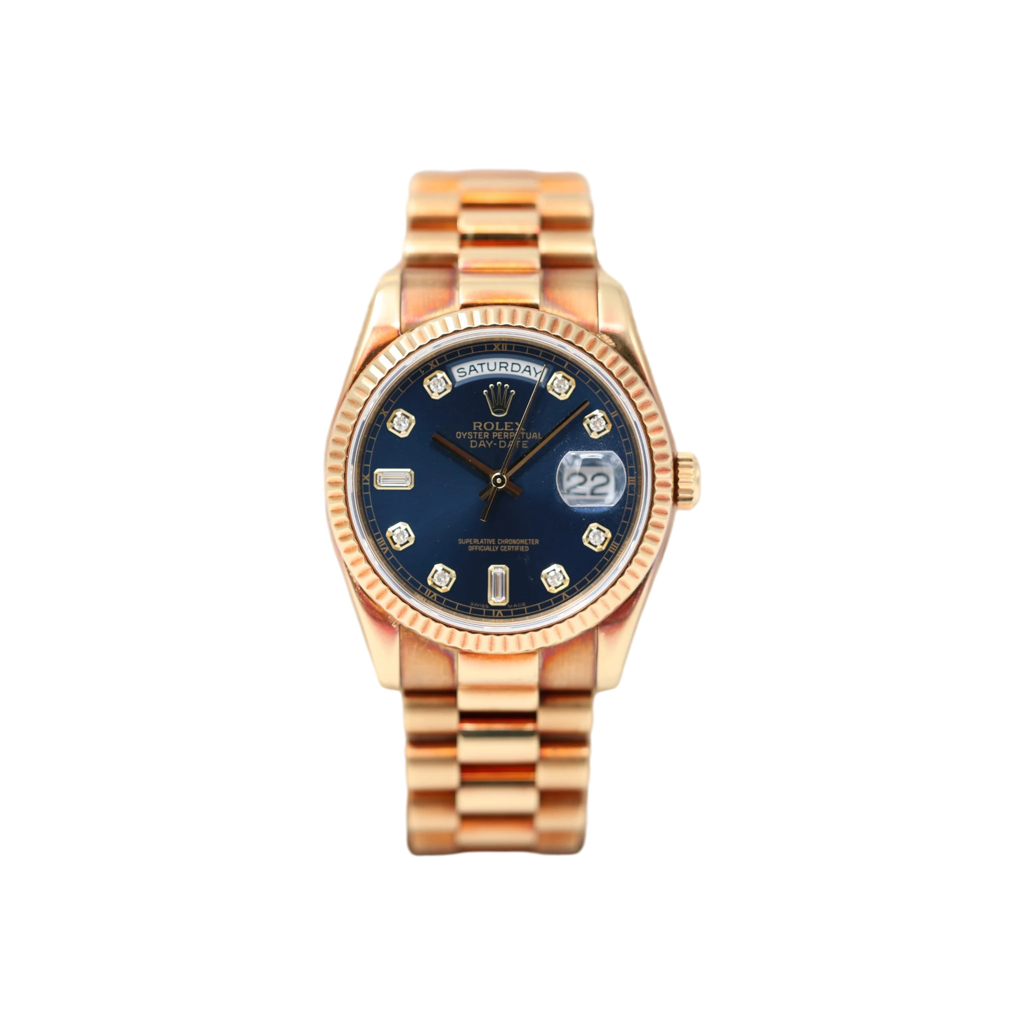 Rolex - Day-Date - Blue Sunburst Diamond Dial - 118238